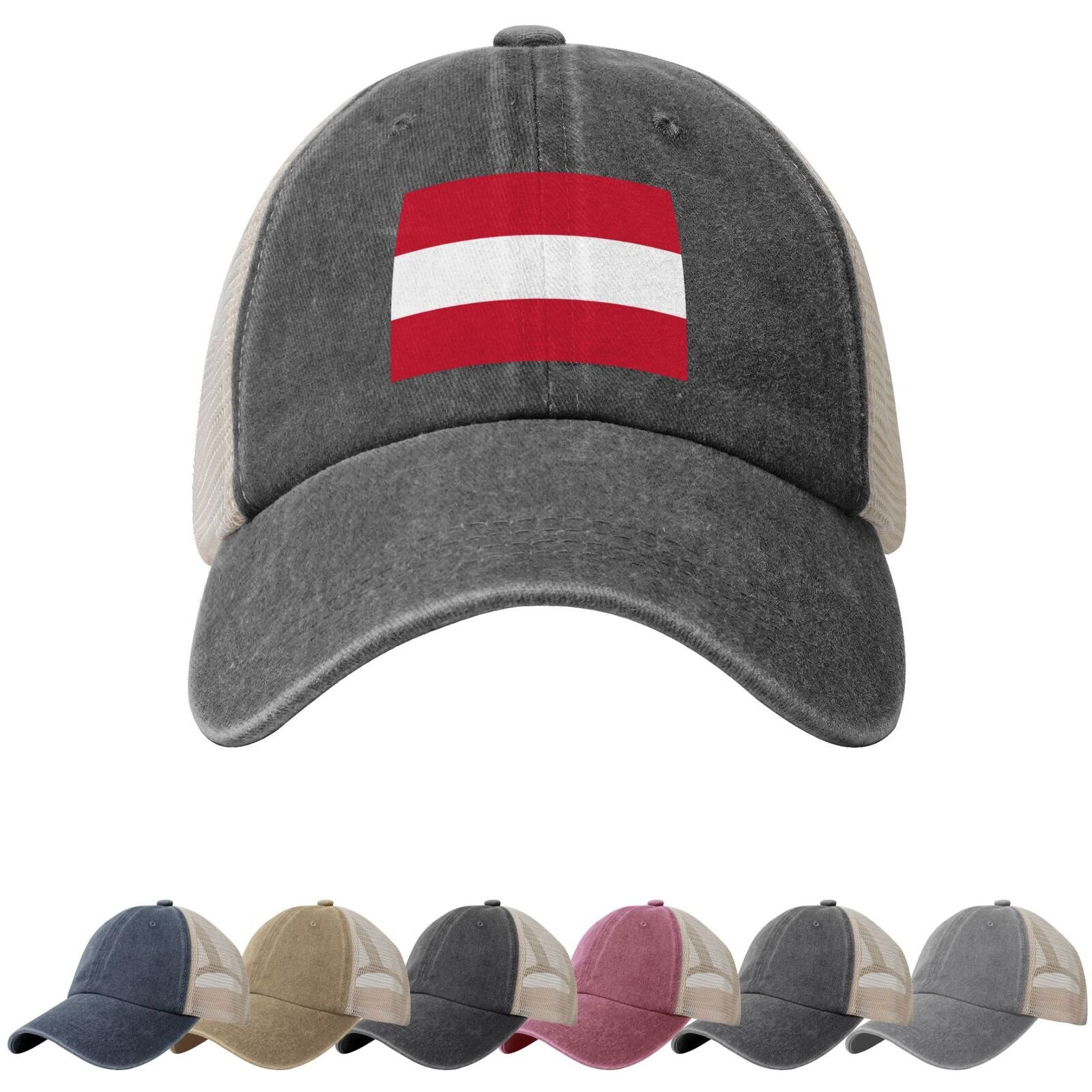 Austria Flag Sun Hats for Men Women Flag of Austria Cowboy Mesh Baseball Cap Austrian Trucker Hat - Image 2
