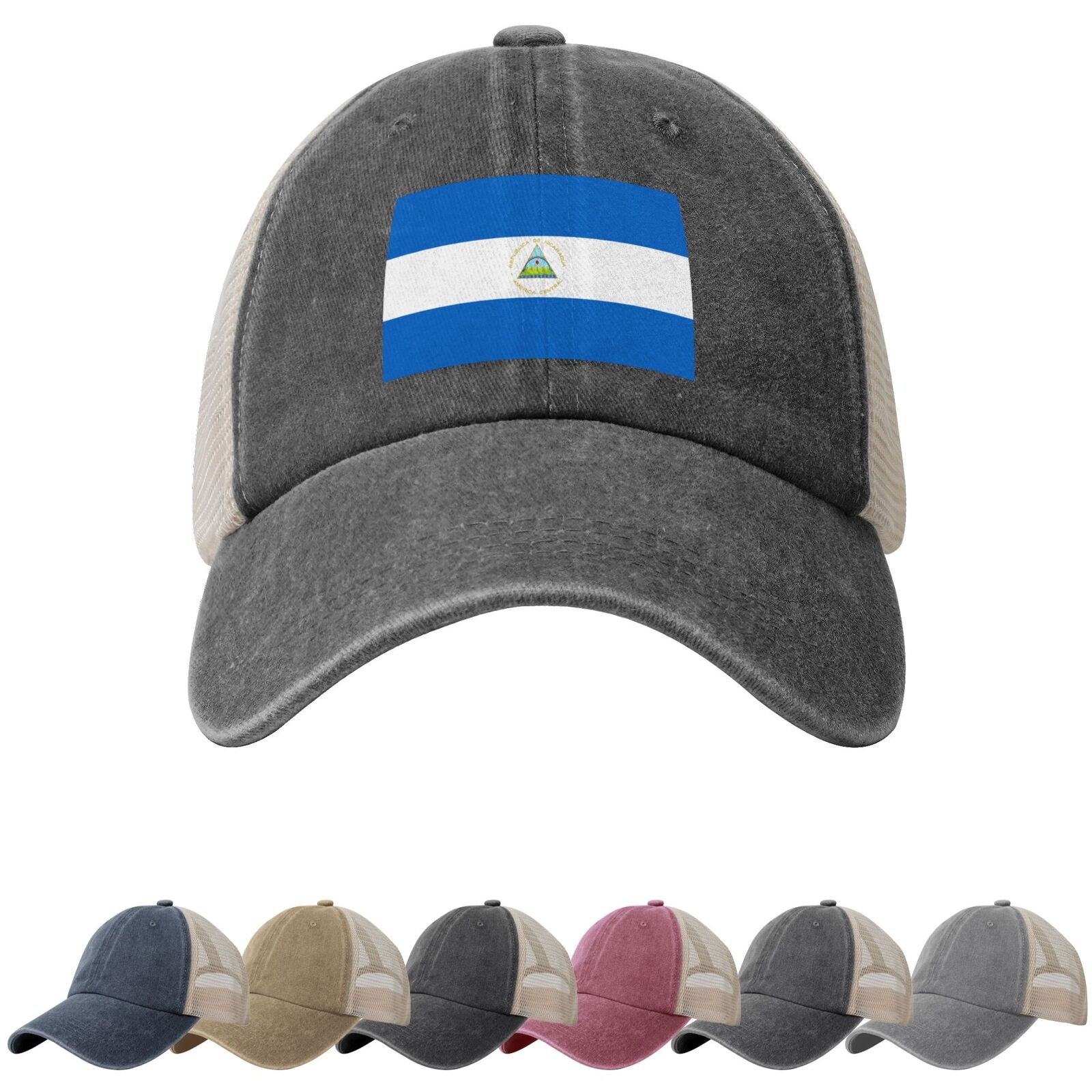 Nicaragua Flag Sun Hats for Men Women Flag of Nicaragua Cowboy Mesh Baseball Cap Nicaraguan Trucker Hat - Image 2