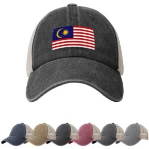 Malaysia Flag Sun Hats for Men Women Flag of Malaysia Cowboy Mesh Baseball Cap Malaysian Trucker Hat