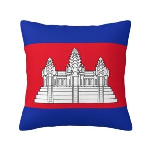 Square Throw Pillow Covers for Cambodia Flag Pillowcase for Cambodian Couch Sofa Bedroom