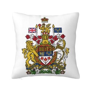 Square Throw Pillow Covers for Coat of Arms of Canada National Emblem Pillowcase for Canadians Couch Sofa Bedroom
