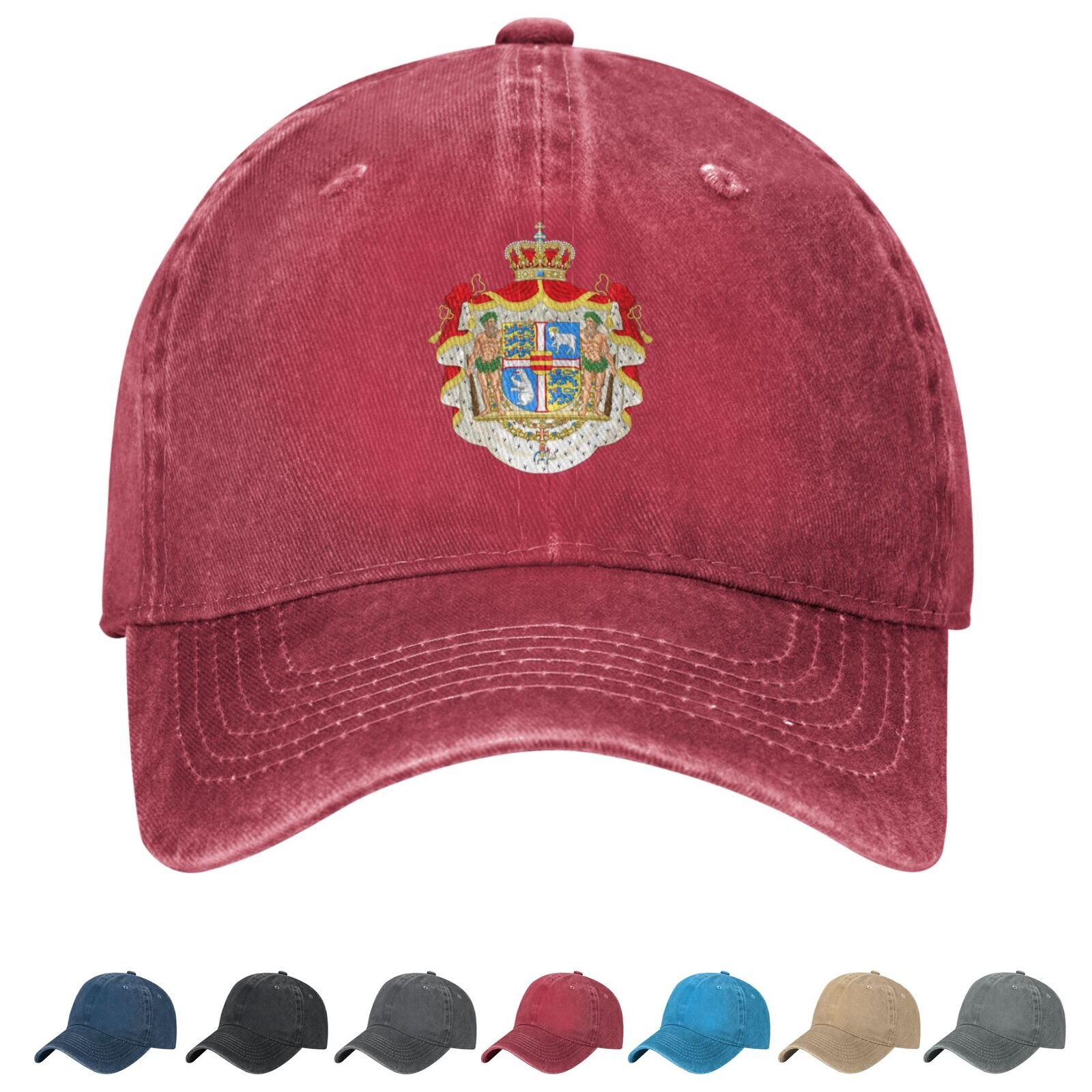 Coat of arms of Denmark Denim Baseball Cap Danish Casual Unisex Vintage Adjustable Flag Trucker Hat Black - Image 4
