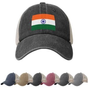 India Flag Sun Hats for Men Women Flag of India Cowboy Mesh Baseball Cap Indian Trucker Hat