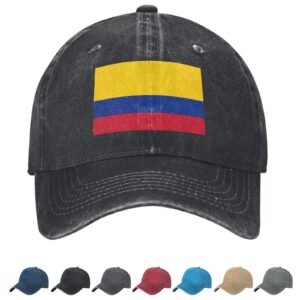 Flag of Colombia Denim Baseball Cap Colombian Flag Unisex Vintage Adjustable Outdoor Trucker Hat Black