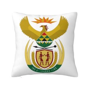 Square Throw Pillow Covers for Coat of Arms of South Africa National Emblem Pillowcase for African Couch Sofa Bedroom