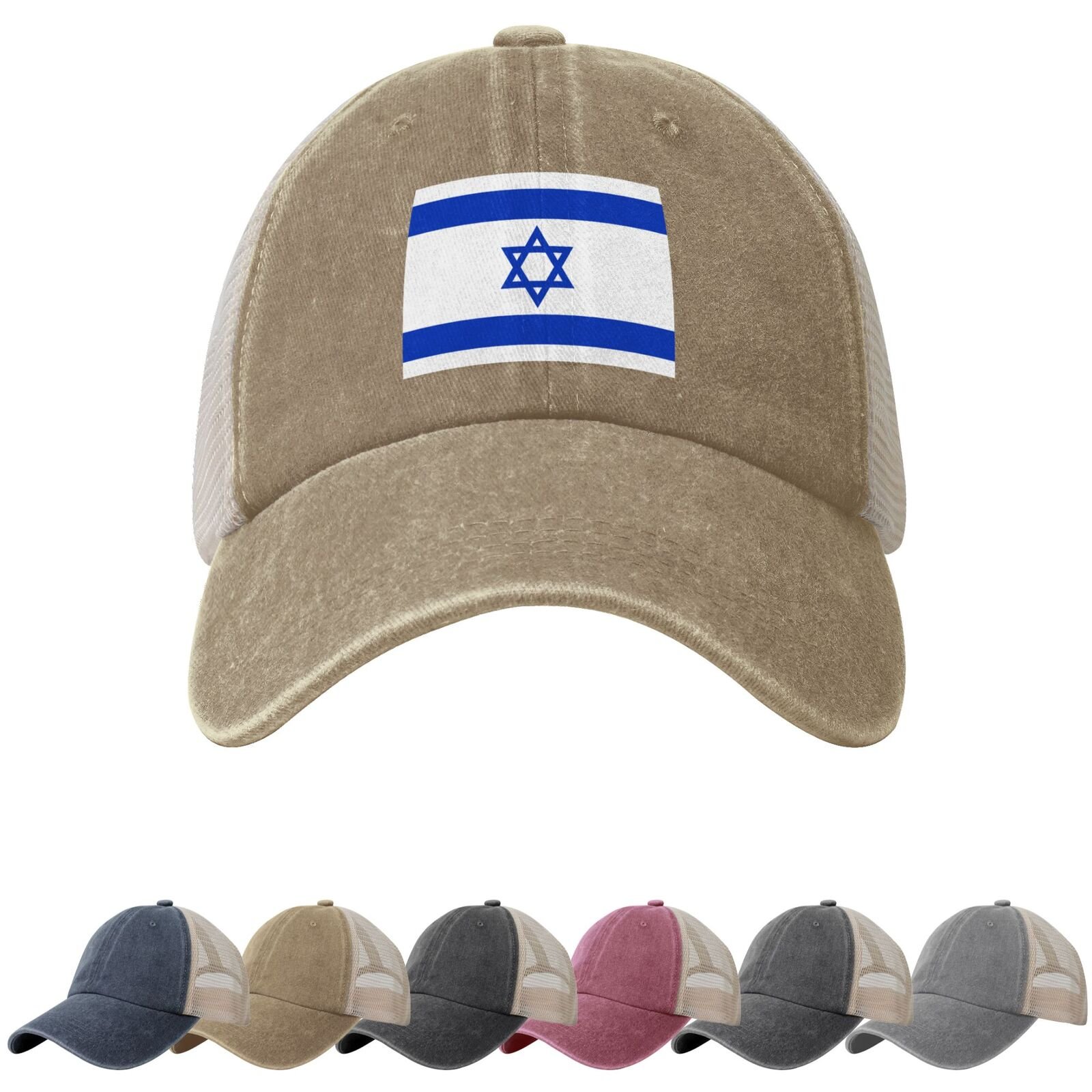 Zonnehoeden met de Israëlische vlag voor mannen en vrouwen, cowboypet met mesh-onderkant, truckerpet met Israëlische vlag. - Image 5