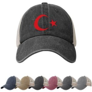 Coat of Arms of Turkey Sun Hats for Men Women Turkey Emblem Cowboy Mesh Baseball Cap Turks Trucker Hat
