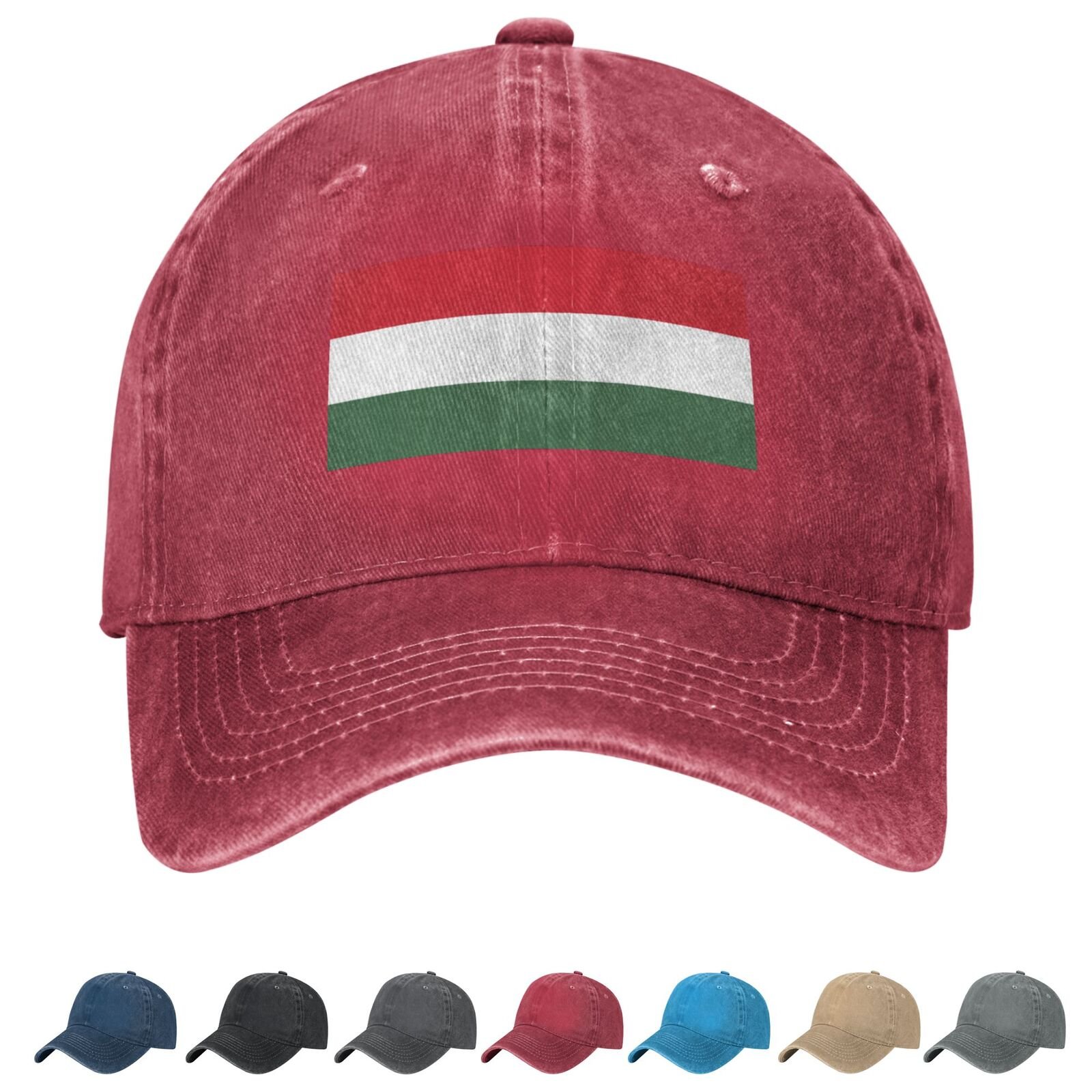 Flag of Hungary Denim Baseball Cap Hungarian Flag Unisex Vintage Adjustable Outdoor Trucker Hat Black - Image 4