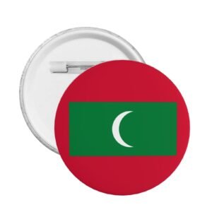 5 stuks ronde badges van de Malediven met standaard en speld, Maldivische decoratieve vlag