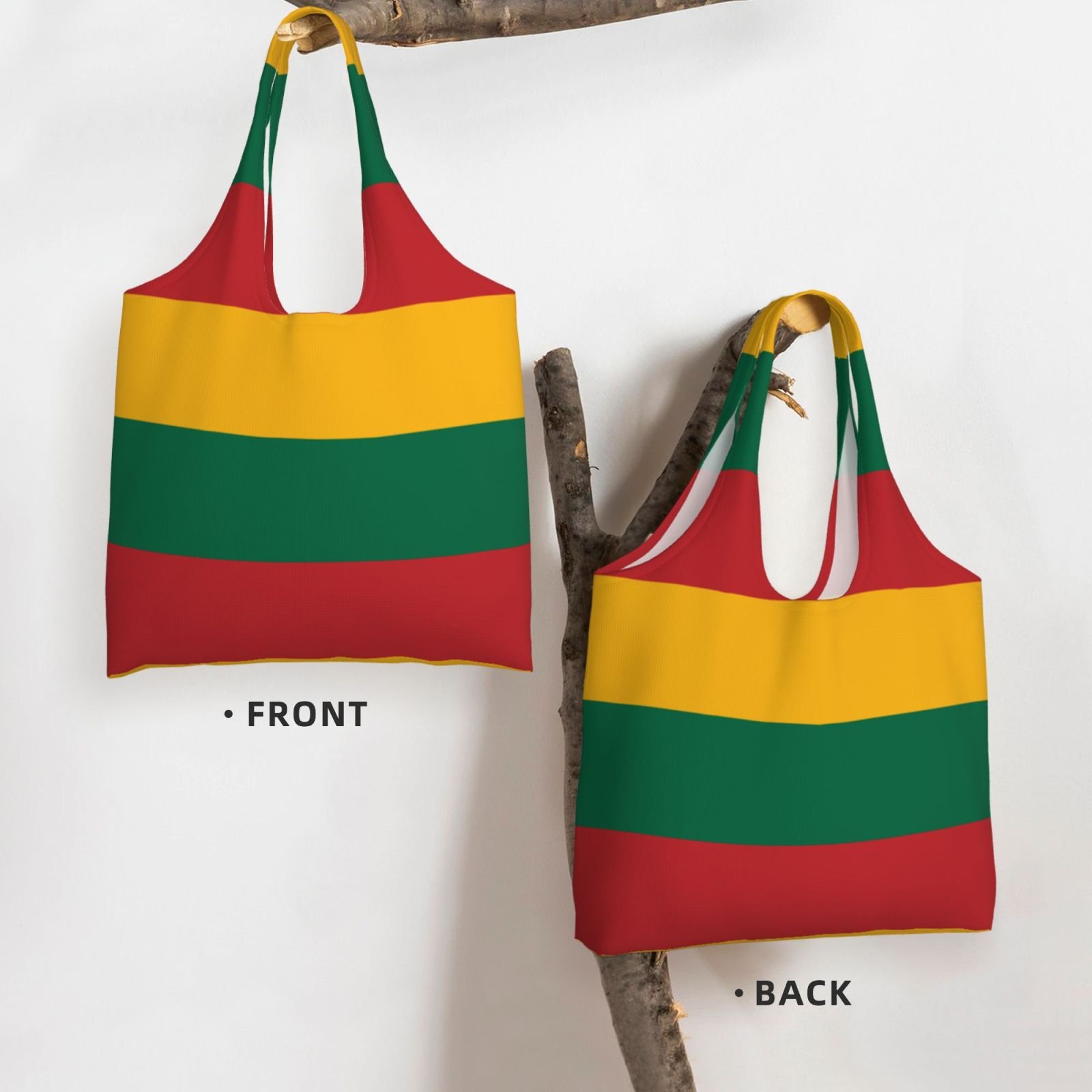 Borsa tote in tela lituana per donne e uomini, riutilizzabile, per la spesa, con bandiera nazionale lituana