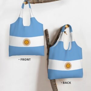 Argentina Canvas Tote Bags For Women Men Reusable Shopping Grocery Argentinean National Flag Bag