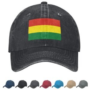 Flag of Bolivia Denim Baseball Cap Bolivian Flag Unisex Vintage Adjustable Outdoor Trucker Hat Black
