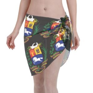 Women Short Sarongs Beach Wrap Venezuela Emblem for Venezuelan Swimsuit Short Skirt Chiffon Scarf