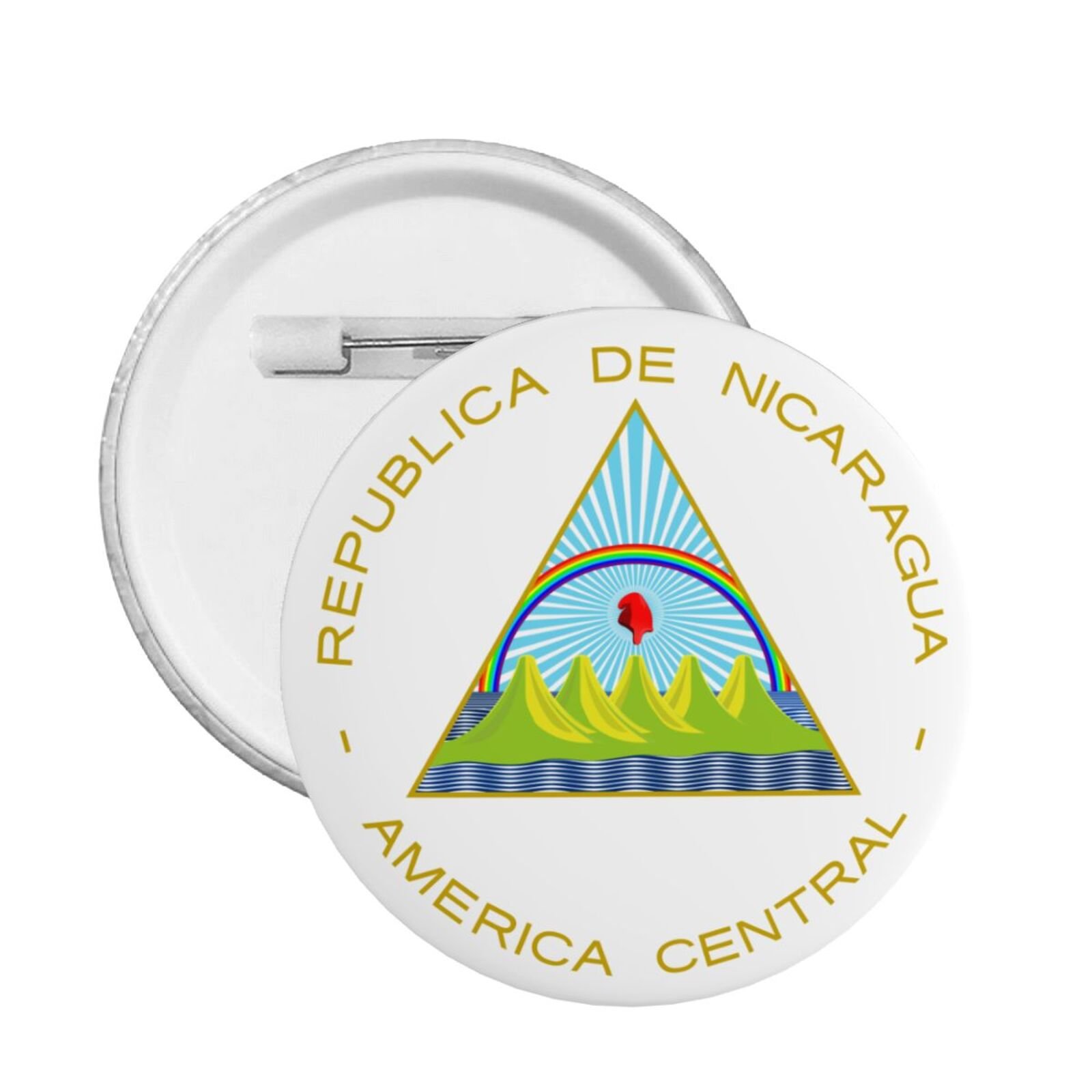 5Pcs Coat of Arms of Nicaragua Round Button Badge Support Nicaragua Emblem Pin Nicaraguan Decorations