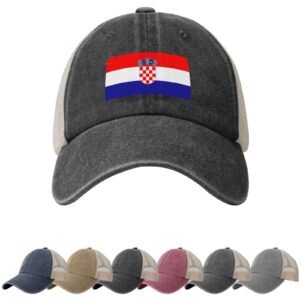 (Croatia) Flag Sun Hats for Men Women Flag of (Croatia) Cowboy Mesh Baseball Cap Croatian Trucker Hat