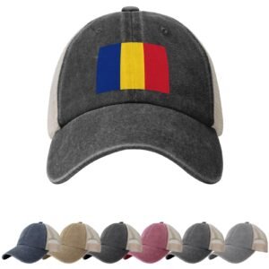 Romania Flag Sun Hats for Men Women Flag of Romania Cowboy Mesh Baseball Cap Romanian Trucker Hat