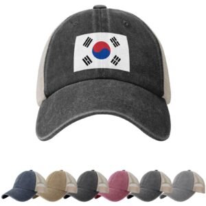 Korea Flag Sun Hats for Men Women Flag of Korea Cowboy Mesh Baseball Cap Korean Trucker Hat