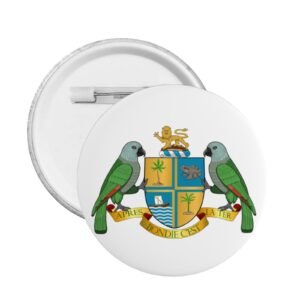 5 stuks ronde badges met het wapen van Dominica, ter ondersteuning van het Dominicaanse embleem, speldjes met Dominicaanse decoratie.