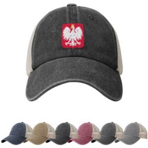 Wapen van Polen Zonnehoeden voor mannen en vrouwen Pools embleem Cowboy mesh baseballpet Poolse truckerpet