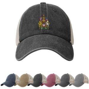 Sombreros para el sol con el escudo de armas de Canadá para hombres y mujeres, gorra de béisbol de malla vaquera con emblema de Canadá, gorra de camionero canadiense