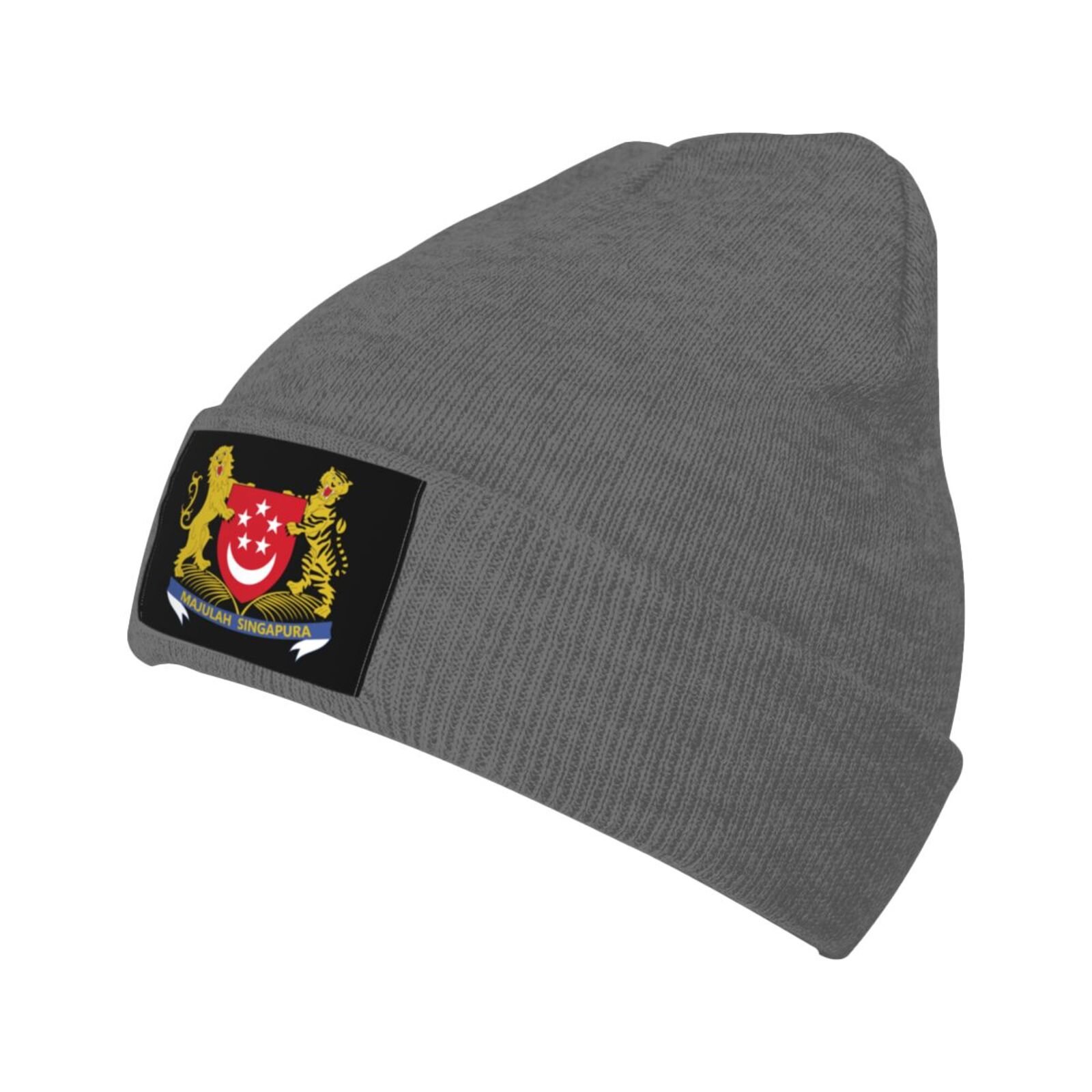 coat of arms of singapore knit beanie hat singapore emblem knitted cap for singaporean winter outdoor men women