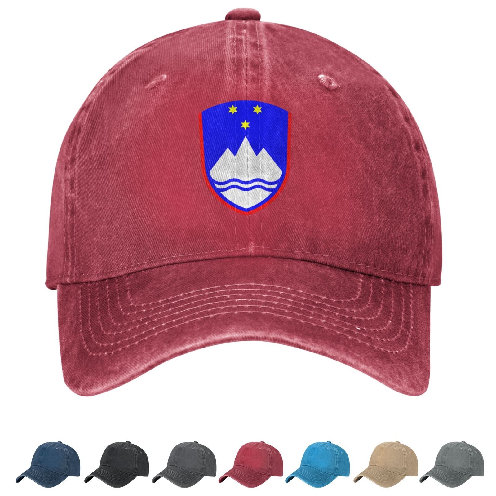Coat of arms of Slovenia Denim Baseball Cap Slovenian Casual Unisex Vintage Adjustable Flag Trucker Hat Black - Image 4