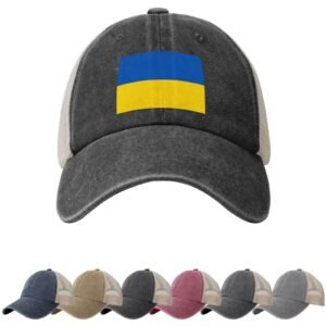 Ukraine Flag Sun Hats for Men Women Flag of Ukraine Cowboy Mesh Baseball Cap Ukrainians Trucker Hat