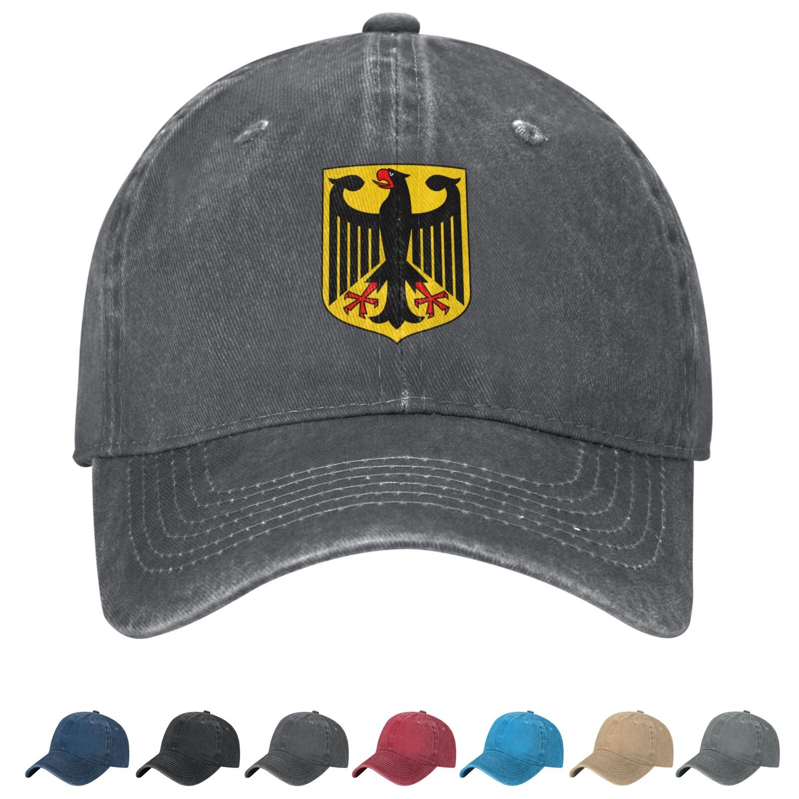 Coat of arms of Germany Denim Baseball Cap German Casual Unisex Vintage Adjustable Flag Trucker Hat Black - Image 2
