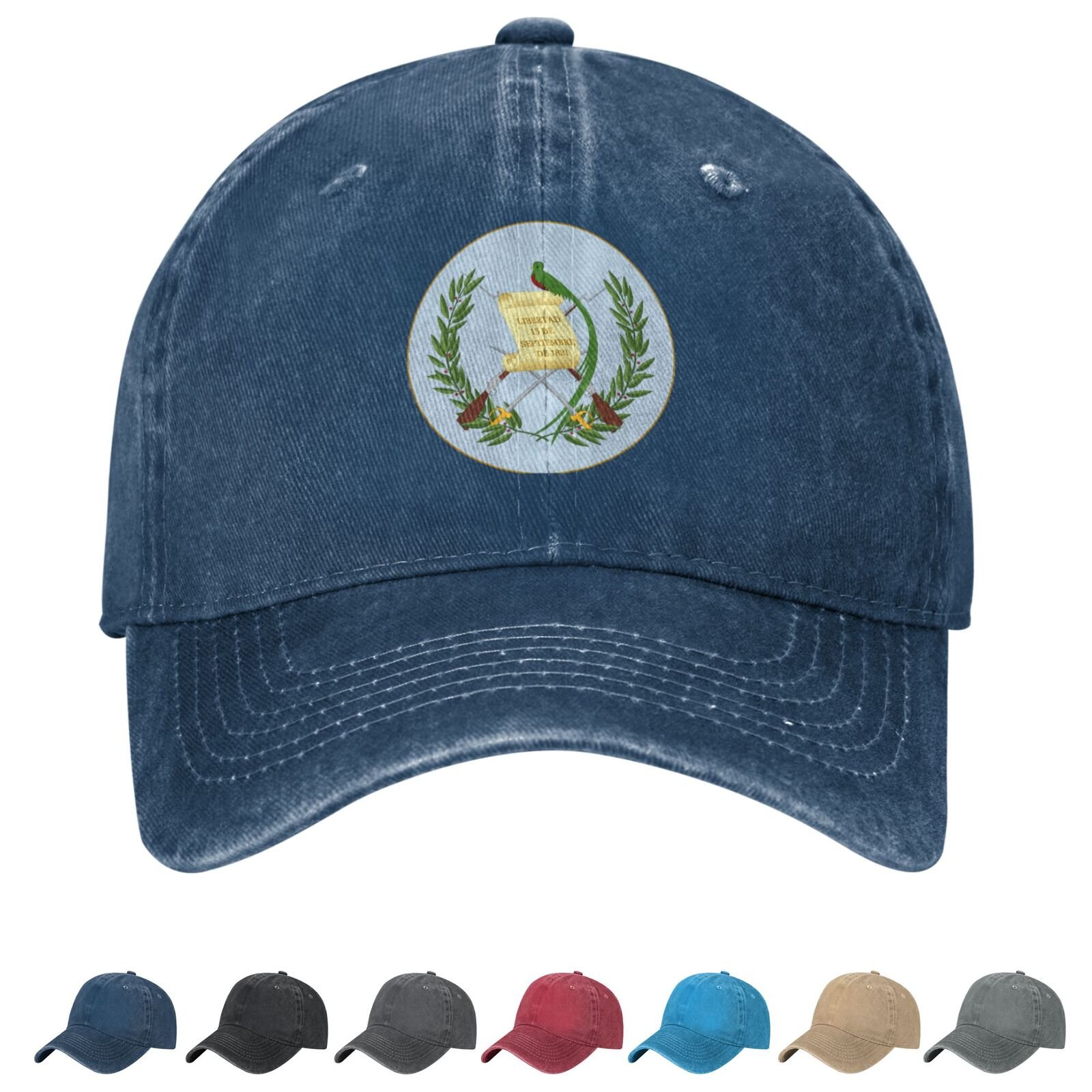Coat of arms of Guatemala Denim Baseball Cap Guatemalan Casual Unisex Vintage Adjustable Flag Trucker Hat Black - Image 6