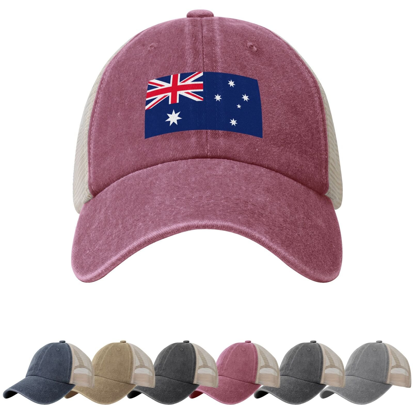 Australia Flag Sun Hats for Men Women Flag of Australia Cowboy Mesh Baseball Cap Australian Trucker Hat - Image 3