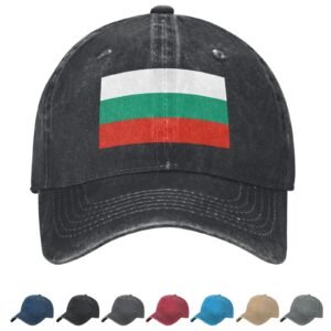 Flag of Bulgaria Denim Baseball Cap Bulgarian Flag Unisex Vintage Adjustable Outdoor Trucker Hat Black