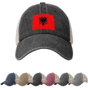 Albania Flag Sun Hats for Men Women Flag of Albania Cowboy Mesh Baseball Cap Albanian Trucker Hat