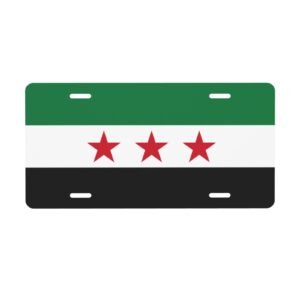 Tablica rejestracyjna z flagą Syrii, Syryjczycy, dekoracyjna tablica rejestracyjna, przód, tył, metalowa, aluminiowa, 6x12 cali, 4 otwory