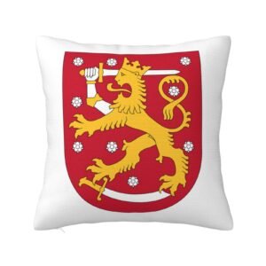 Square Throw Pillow Covers for Coat of Arms of Finland National Emblem Pillowcase for Finns Couch Sofa Bedroom