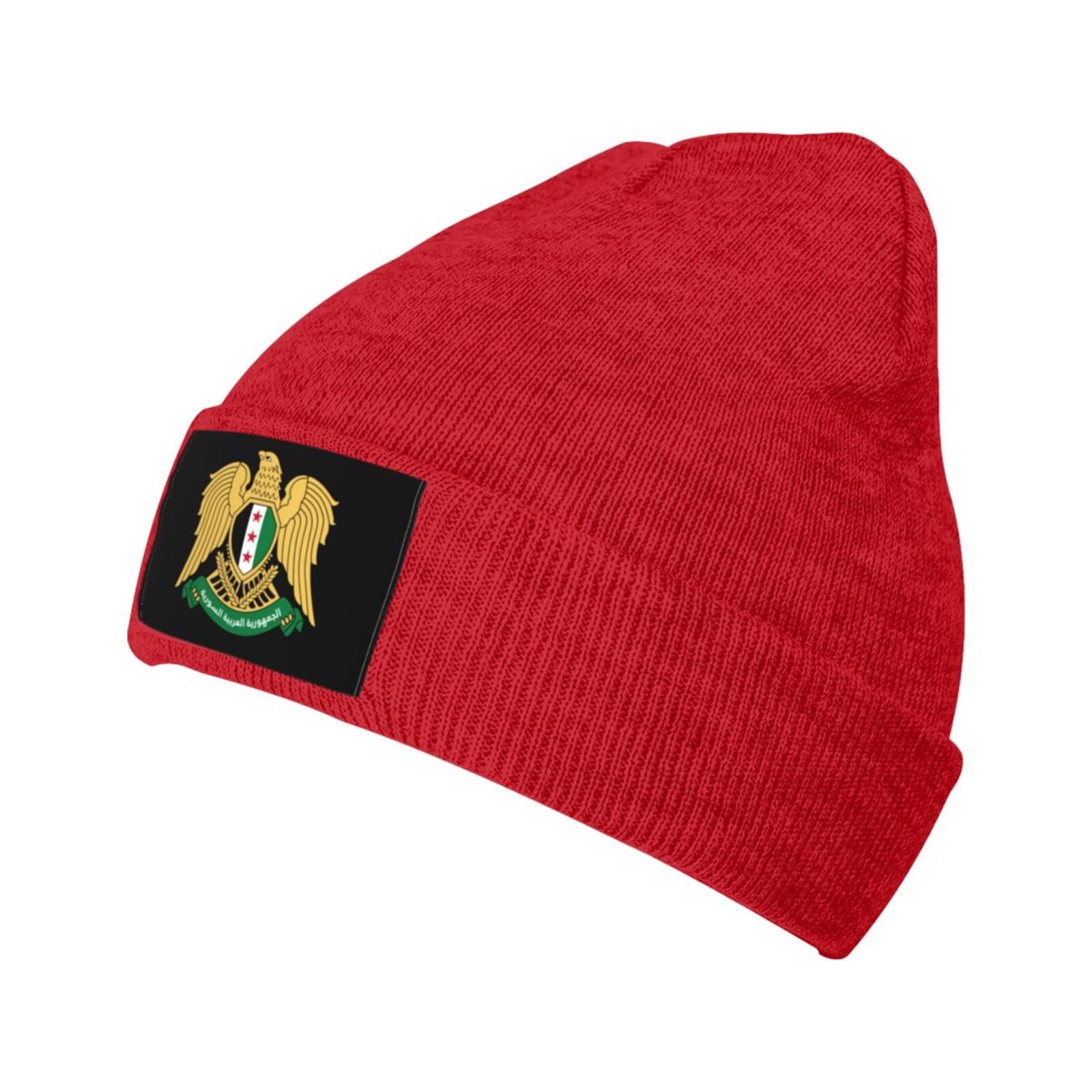 coat of arms of syria knit beanie hat syria emblem knitted cap for syrians winter outdoor men women