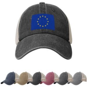 Europe Flag Sun Hats for Men Women Flag of Europe Cowboy Mesh Baseball Cap European Trucker Hat
