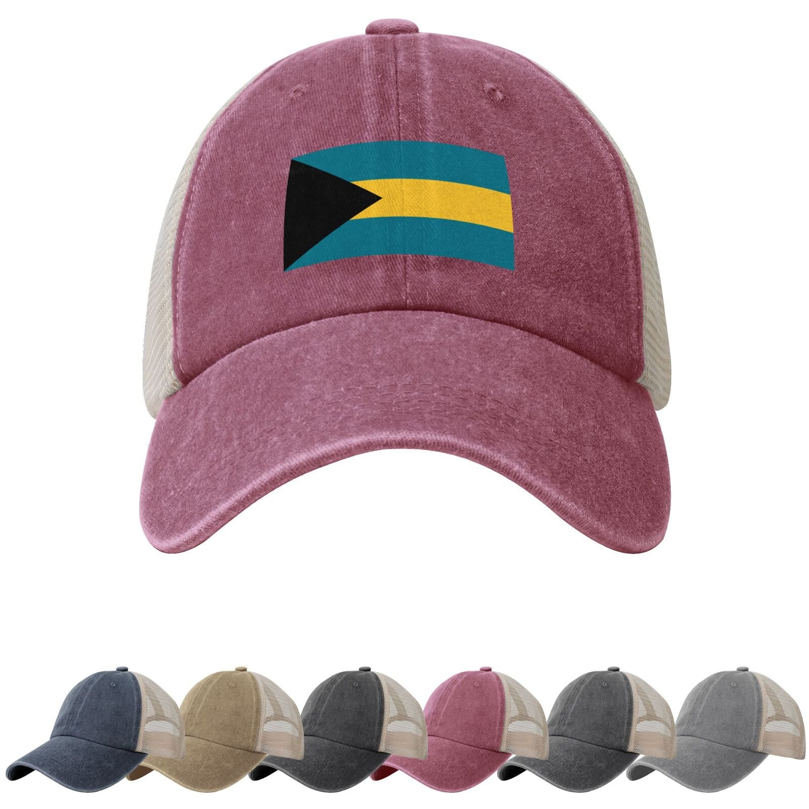 Bahamas Flag Sun Hats for Men Women Flag of Bahamas Cowboy Mesh Baseball Cap Bahamian Trucker Hat - Image 3