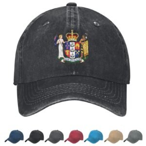Coat of arms of NewZealand Denim Baseball Cap NewZealander Casual Unisex Vintage Adjustable Flag Trucker Hat Black