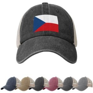 Czech Flag Sun Hats for Men Women Flag of Czech Cowboy Mesh Baseball Cap Trucker Hat