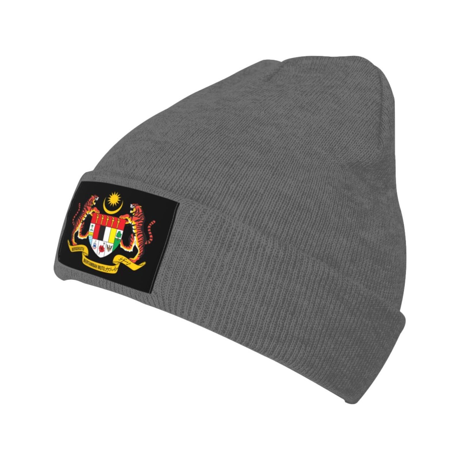 coat of arms of malaysia knit beanie hat malaysia emblem knitted cap for malaysian winter outdoor men women