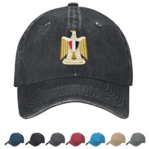 Coat of arms of Egypt Denim Baseball Cap Egyptians Casual Unisex Vintage Adjustable Flag Trucker Hat Black