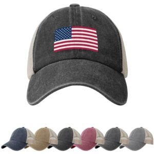 United States Flag Sun Hats for Men Women Flag of United States Cowboy Mesh Baseball Cap American Trucker Hat