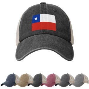 Chile Flag Sun Hats for Men Women Flag of Chile Cowboy Mesh Baseball Cap Chilean Trucker Hat