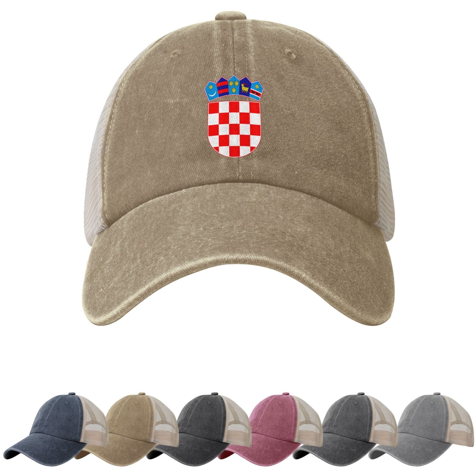 Coat of Arms of (Croatia) Sun Hats for Men Women (Croatia) Emblem Cowboy Mesh Baseball Cap Croatian Trucker Hat - Image 5