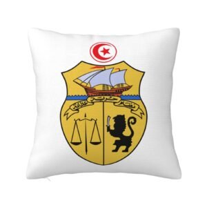 Square Throw Pillow Covers for Coat of Arms of Tunisia National Emblem Pillowcase for Tunisian Couch Sofa Bedroom
