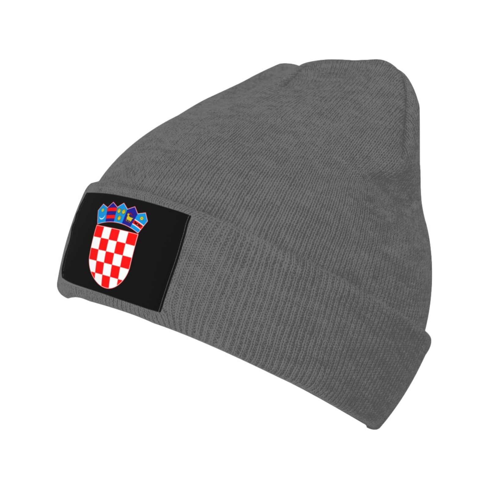 coat of arms of (croatia) knit beanie hat (croatia) emblem knitted cap for croatian winter outdoor men women