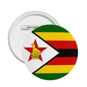 5 stuks ronde badges van Zimbabwe met standaard en speld, ter ondersteuning van de vlag van Zimbabwe.