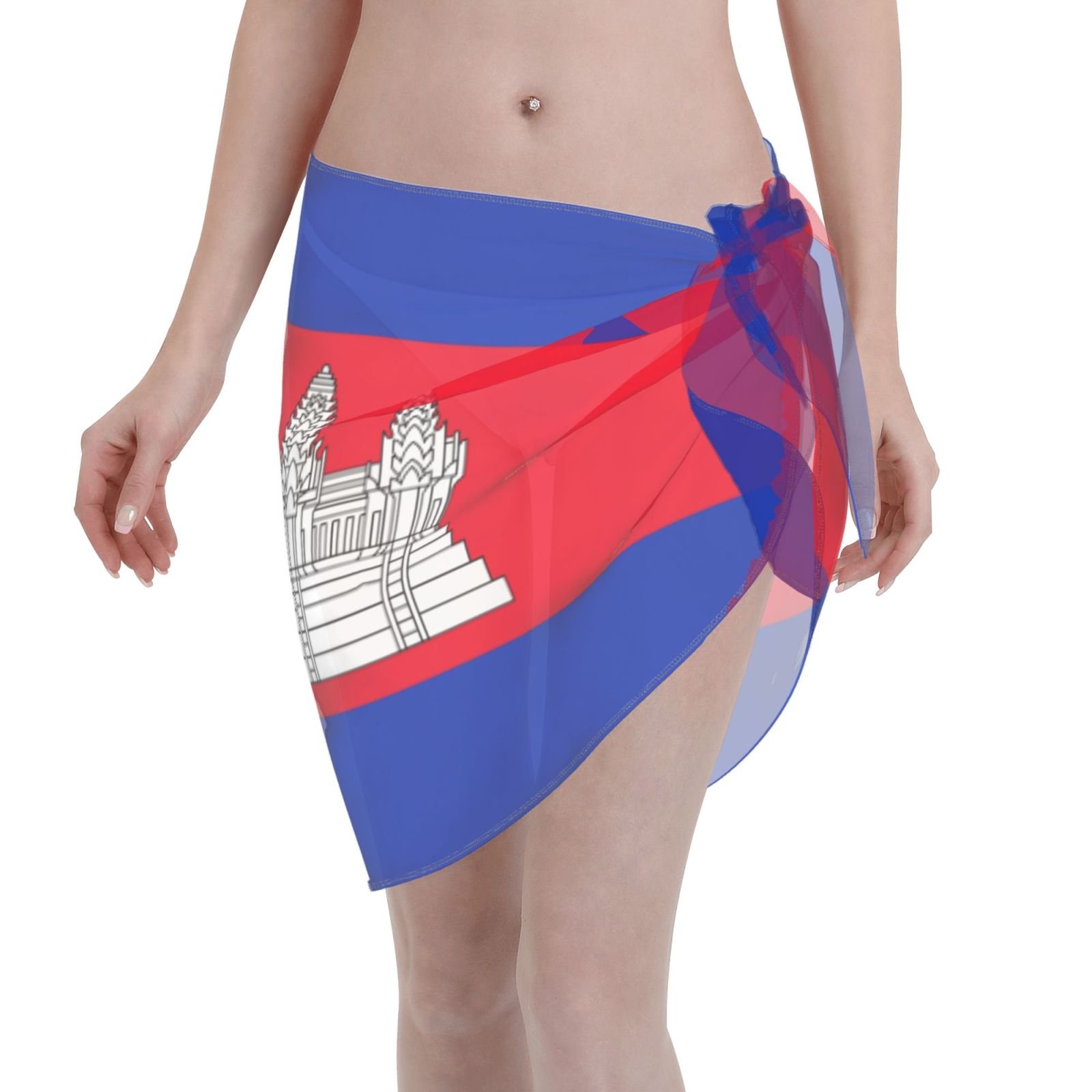 Sarong corti da donna cambogiani, copricostume da spiaggia per costume da bagno cambogiano, gonna corta, sciarpa in chiffon