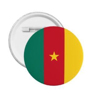 5 szt. okrągłych odznak Kamerunu ze stojakiem i przypinką Kamerunu, wspierających flagę Kamerunu