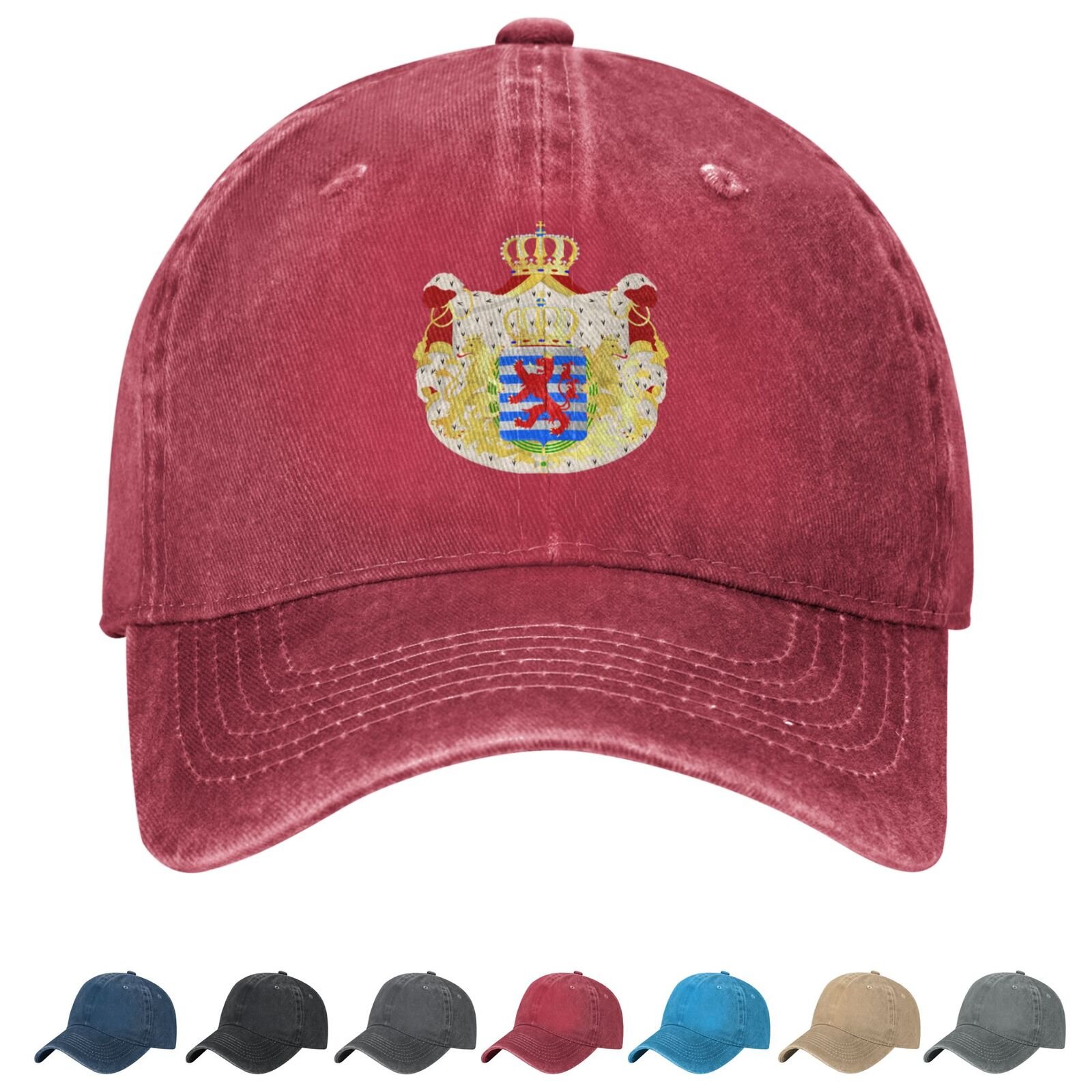 Coat of arms of Luxembourg Denim Baseball Cap Luxembourgian Casual Unisex Vintage Adjustable Flag Trucker Hat Black - Image 4